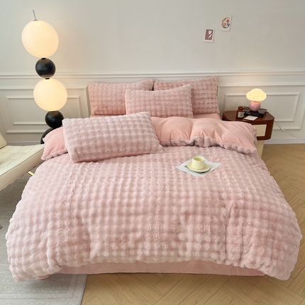 91家纺网 家纺一手货源 找家纺 （总）寐时代 2023新款亲肤舒适高克重加厚保暖兔毛四件套