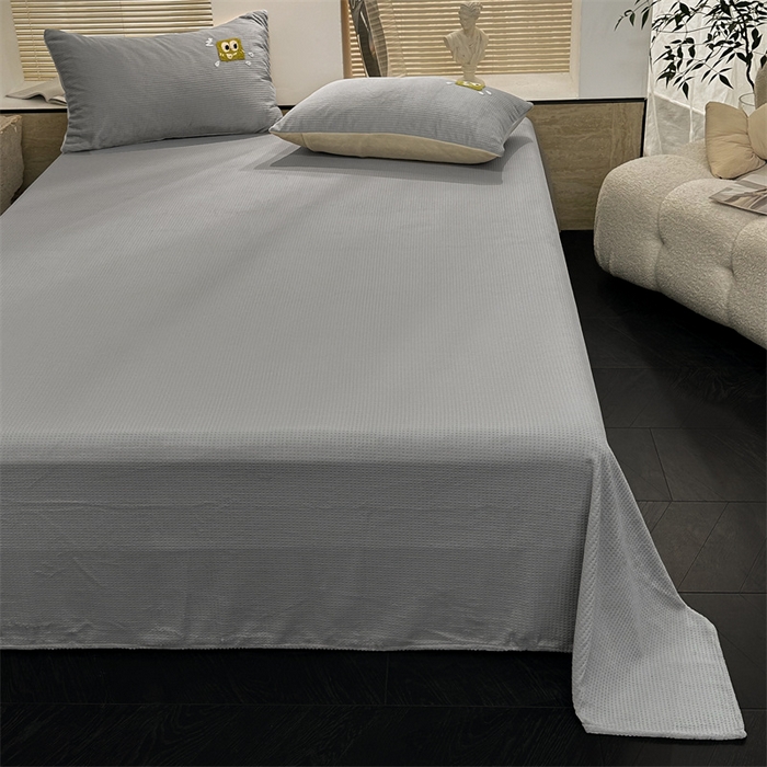 91家纺网 家纺一手货源 找家纺 洋铭区（原狠狠爱） 2023新款华夫格单品绒床单 华夫格-暖灰