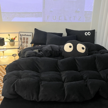 91家纺网 家纺一手货源 找家纺 （总）海岛哥哥 2023新款大眼睛牛奶绒四件套