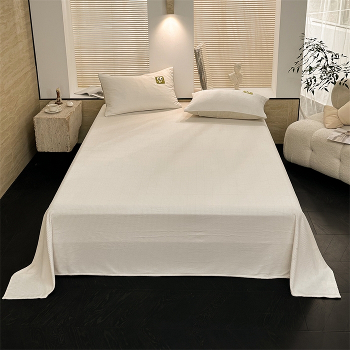 91家纺网 家纺一手货源 找家纺 洋铭区（原狠狠爱） 2023新款华夫格单品绒床单 华夫格-暖阳白