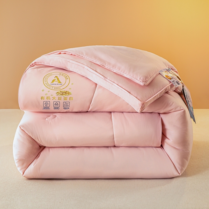 91家纺网 家纺一手货源 找家纺 瑜珠 2025超柔云感拉链二合一大豆被子母被冬被春秋被粉玉