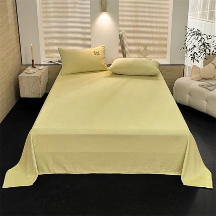 洋铭区（原狠狠爱） 2023新款华夫格单品绒床单 华夫格-暖阳绿