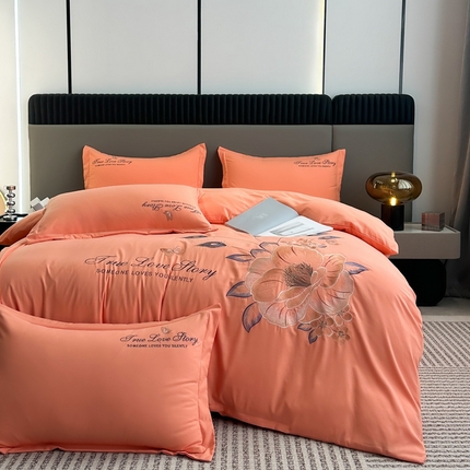 91家纺网 家纺一手货源 找家纺 （总）聚莹家纺家纺 2023新款重工刺绣水洗棉磨毛四件套-花漾系列