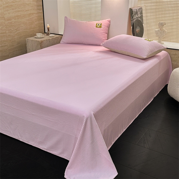 91家纺网 家纺一手货源 找家纺 洋铭区（原狠狠爱） 2023新款华夫格单品绒床单 华夫格-浅紫