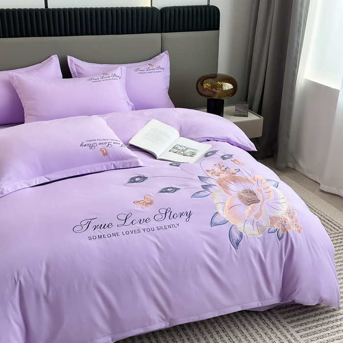 91家纺网 家纺一手货源 找家纺 （总）聚莹家纺家纺 2023新款重工刺绣水洗棉磨毛四件套-花漾系列