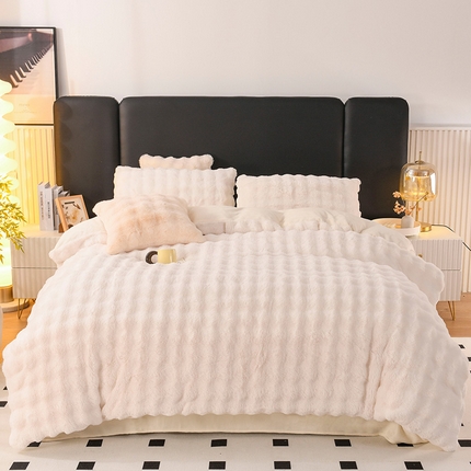 91家纺网 家纺一手货源 找家纺 （总）寐时代 2023新款亲肤舒适高克重加厚保暖兔毛四件套