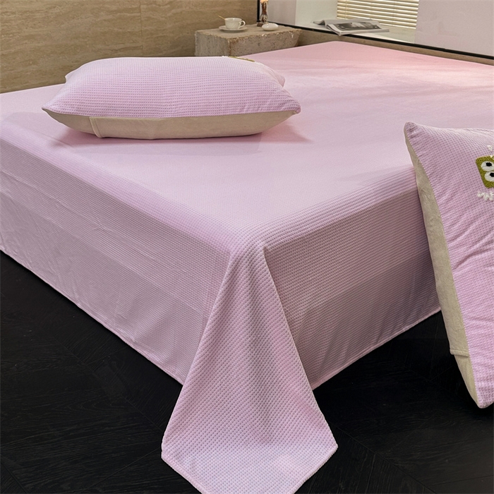 91家纺网 家纺一手货源 找家纺 洋铭区（原狠狠爱） 2023新款华夫格单品绒床单 华夫格-浅紫