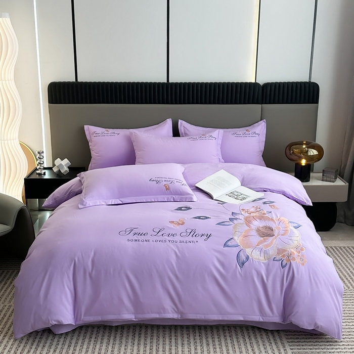 91家纺网 家纺一手货源 找家纺 （总）聚莹家纺家纺 2023新款重工刺绣水洗棉磨毛四件套-花漾系列