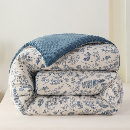 91家纺网 家纺一手货源 找家纺 （总）爱宝被业 2025新款棉麻双层纱豆豆绒被芯