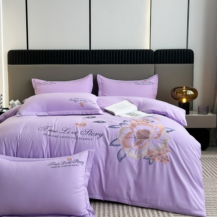 91家纺网 家纺一手货源 找家纺 （总）聚莹家纺家纺 2023新款重工刺绣水洗棉磨毛四件套-花漾系列