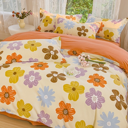 伊而梦 2023新款小清新全棉磨毛印花四件套系列 晚秋