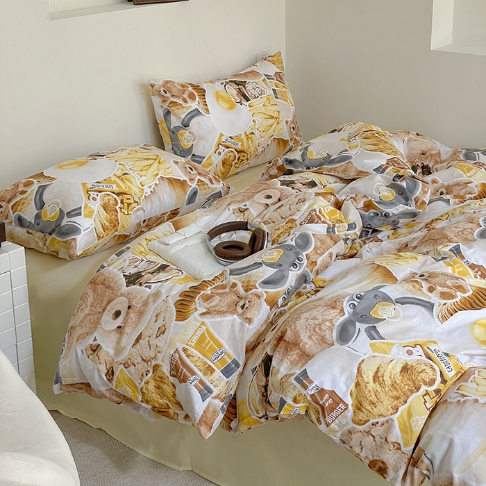 91家纺网 家纺一手货源 找家纺 窝米 2024春季新品13370全棉四件套系列 贝拉熊