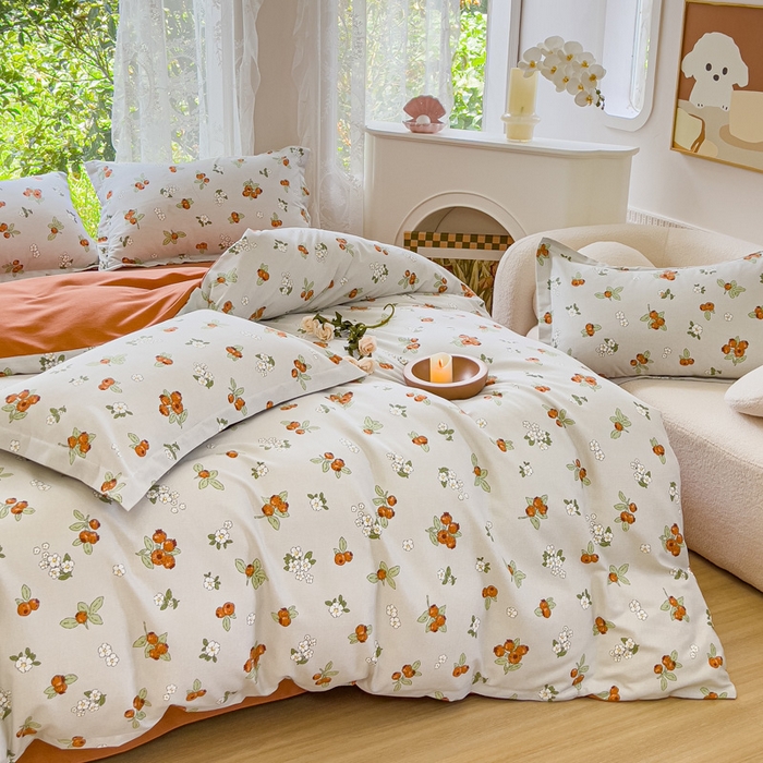 91家纺网 家纺一手货源 找家纺 伊而梦 2023新款小清新全棉磨毛印花四件套系列 悠果