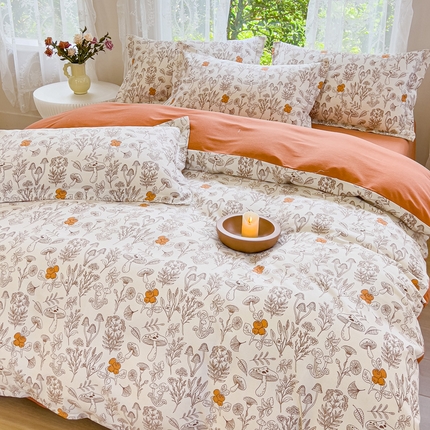 91家纺网 家纺一手货源 找家纺 （总）伊而梦 2023新款小清新全棉磨毛印花四件套系列