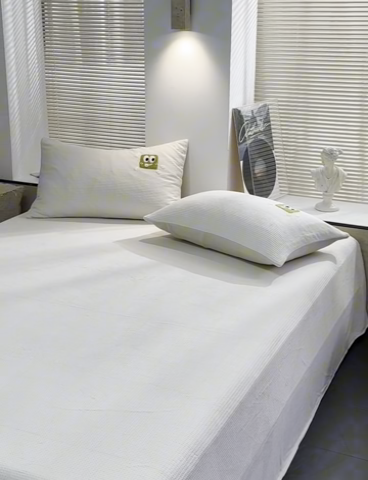 91家纺网 家纺一手货源 找家纺 洋铭区（原狠狠爱） 2023新款华夫格单品绒床单 华夫格-暖阳白