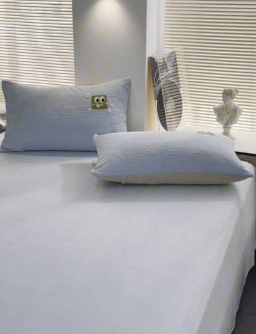 91家纺网 家纺一手货源 找家纺 洋铭区（原狠狠爱） 2023新款华夫格单品绒床单 华夫格-浅蓝