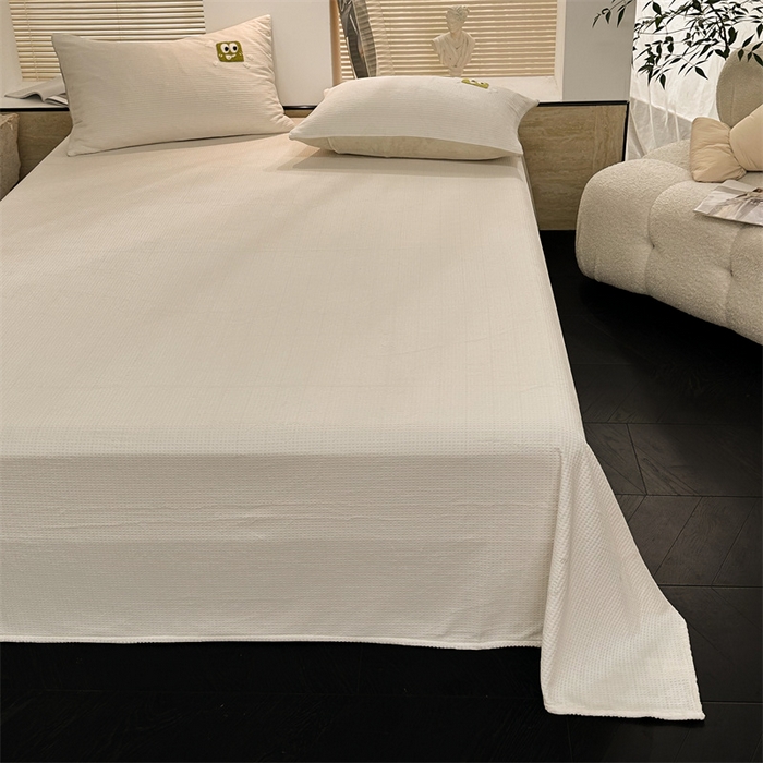 91家纺网 家纺一手货源 找家纺 洋铭区（原狠狠爱） 2023新款华夫格单品绒床单 华夫格-暖阳白