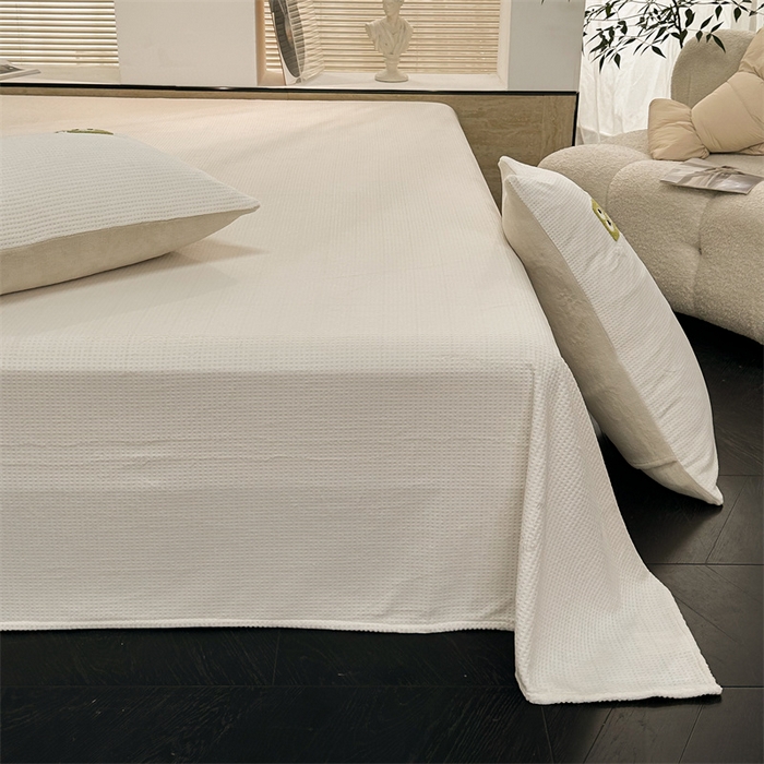 91家纺网 家纺一手货源 找家纺 洋铭区（原狠狠爱） 2023新款华夫格单品绒床单 华夫格-暖阳白