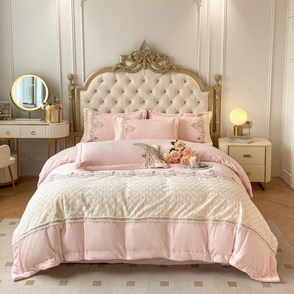 91家纺网 家纺一手货源 找家纺 （总）博纳家纺 2023新款牛奶绒四件套-欧雅