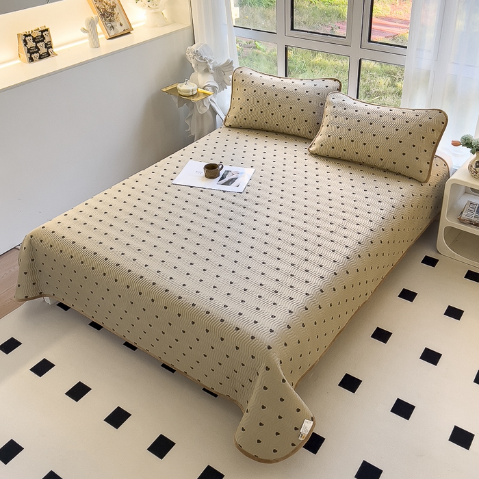 91家纺网 家纺一手货源 找家纺 2024新款40支棉加绒单床盖三件套双面可用全棉加厚婴儿绒 爱心驼