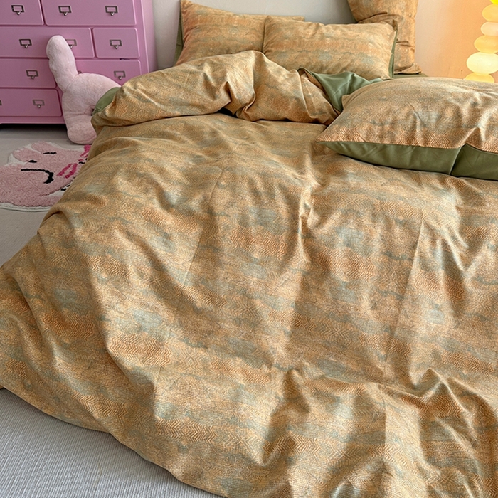 91家纺网 家纺一手货源 找家纺 千朵 2023新款全棉生态磨毛四件套第三批 拾秋黄