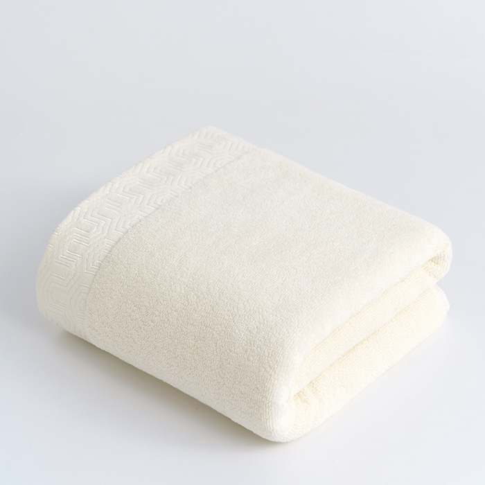 91家纺网 家纺一手货源 找家纺 朴尔家纺-毛巾被 2023新款全棉32股酒店风迷宫格加厚毛巾浴巾组合 70*140cm浴巾迷宫格-奶油白