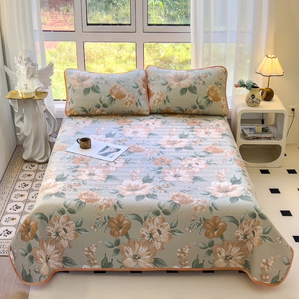 2024新款40支棉加绒单床盖三件套双面可用全棉加厚婴儿绒 云花妙染