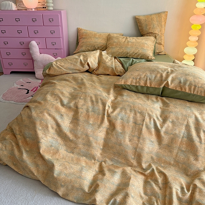 91家纺网 家纺一手货源 找家纺 千朵 2023新款全棉生态磨毛四件套第三批 拾秋黄