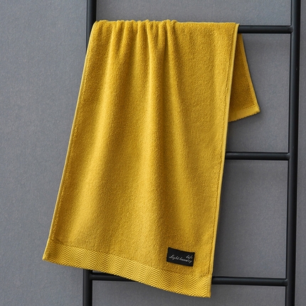 91家纺网 家纺一手货源 找家纺 朴尔家纺-毛巾被 2023新款全棉32股酒店风黑标加厚毛巾浴巾组合 35x75cm毛巾黑标-姜黄