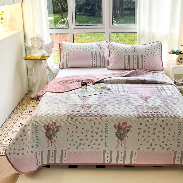 91家纺网 家纺一手货源 找家纺 2024新款40支棉加绒单床盖三件套双面可用全棉加厚婴儿绒 盈盈花语