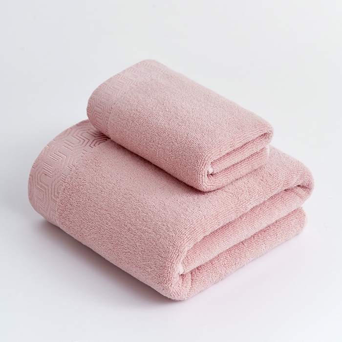 91家纺网 家纺一手货源 找家纺 朴尔家纺-毛巾被 2023新款全棉32股酒店风迷宫格加厚毛巾浴巾组合 35*75cm毛巾迷宫格-荷花粉