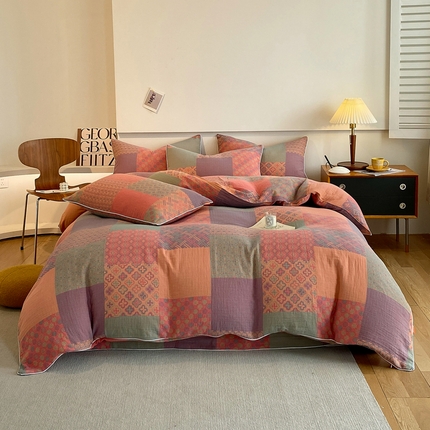 91家纺网 家纺一手货源 找家纺 （总）春皖家纺 2023新款提花两用双层纱单品套件系列 -四件套