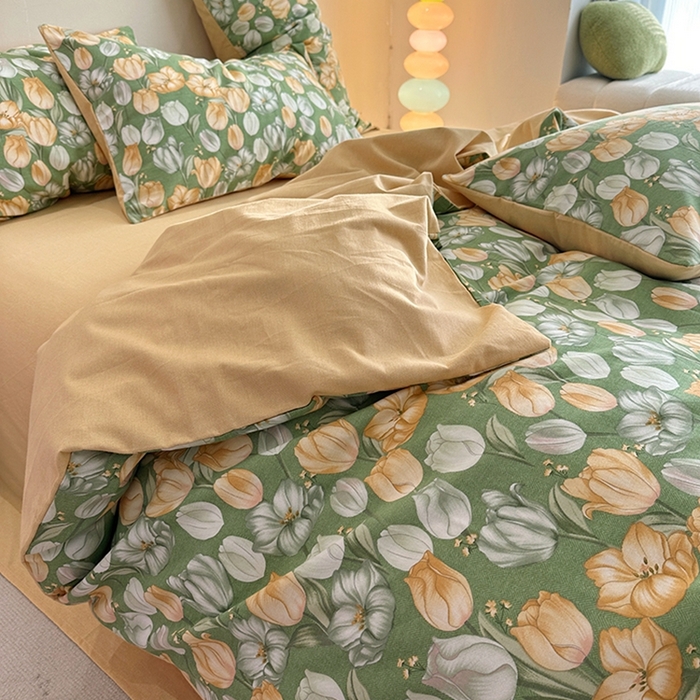 91家纺网 家纺一手货源 找家纺 千朵 2023新款全棉生态磨毛四件套第三批 郁金花海