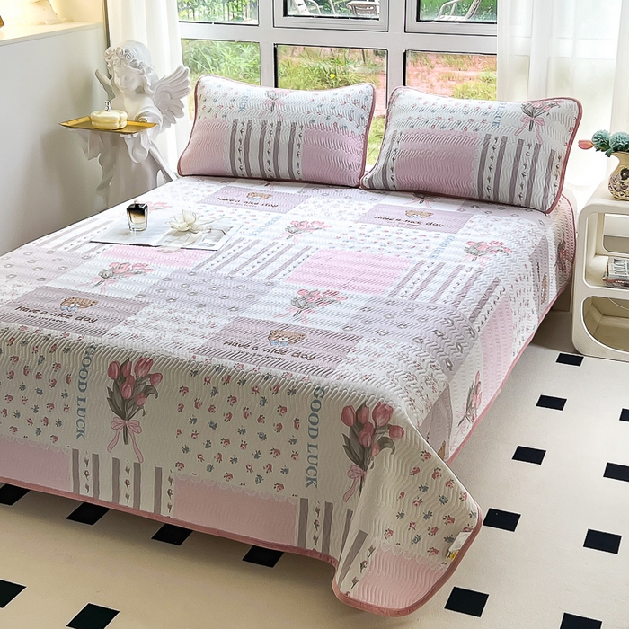 91家纺网 家纺一手货源 找家纺 2024新款40支棉加绒单床盖三件套双面可用全棉加厚婴儿绒 盈盈花语