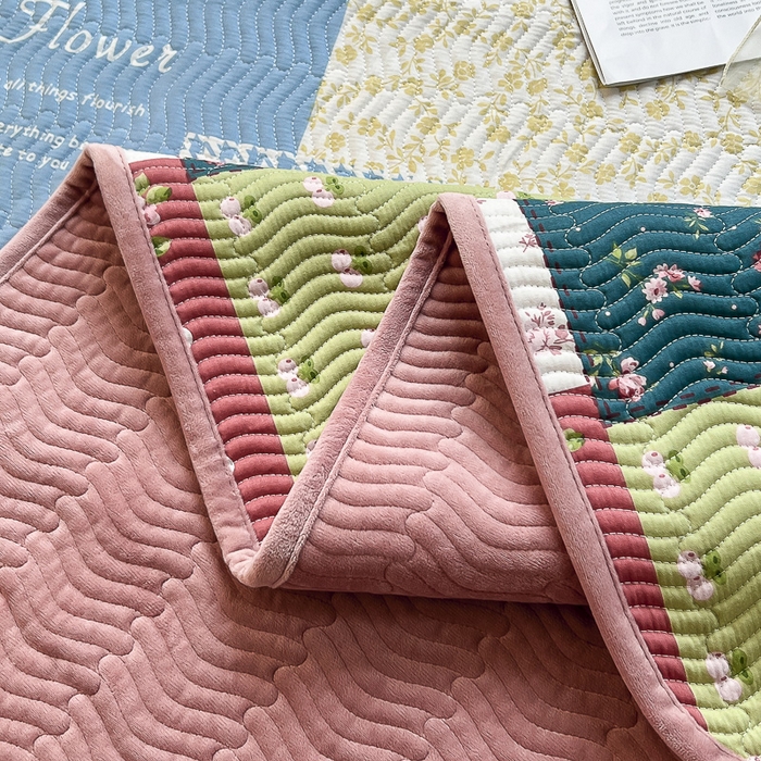 91家纺网 家纺一手货源 找家纺 2024新款40支棉加绒单床盖三件套双面可用全棉加厚婴儿绒 春雨绵绵