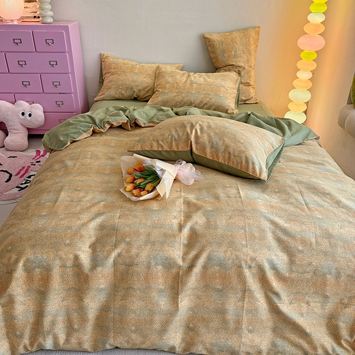 91家纺网 家纺一手货源 找家纺 千朵 2023新款全棉生态磨毛四件套第三批 拾秋黄