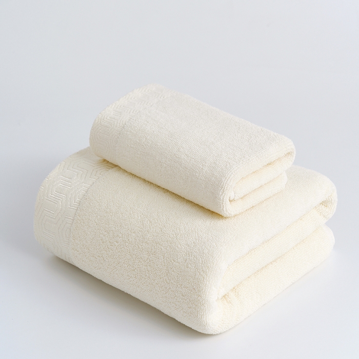 91家纺网 家纺一手货源 找家纺 朴尔家纺-毛巾被 2023新款全棉32股酒店风迷宫格加厚毛巾浴巾组合 35*75cm毛巾迷宫格-奶油白