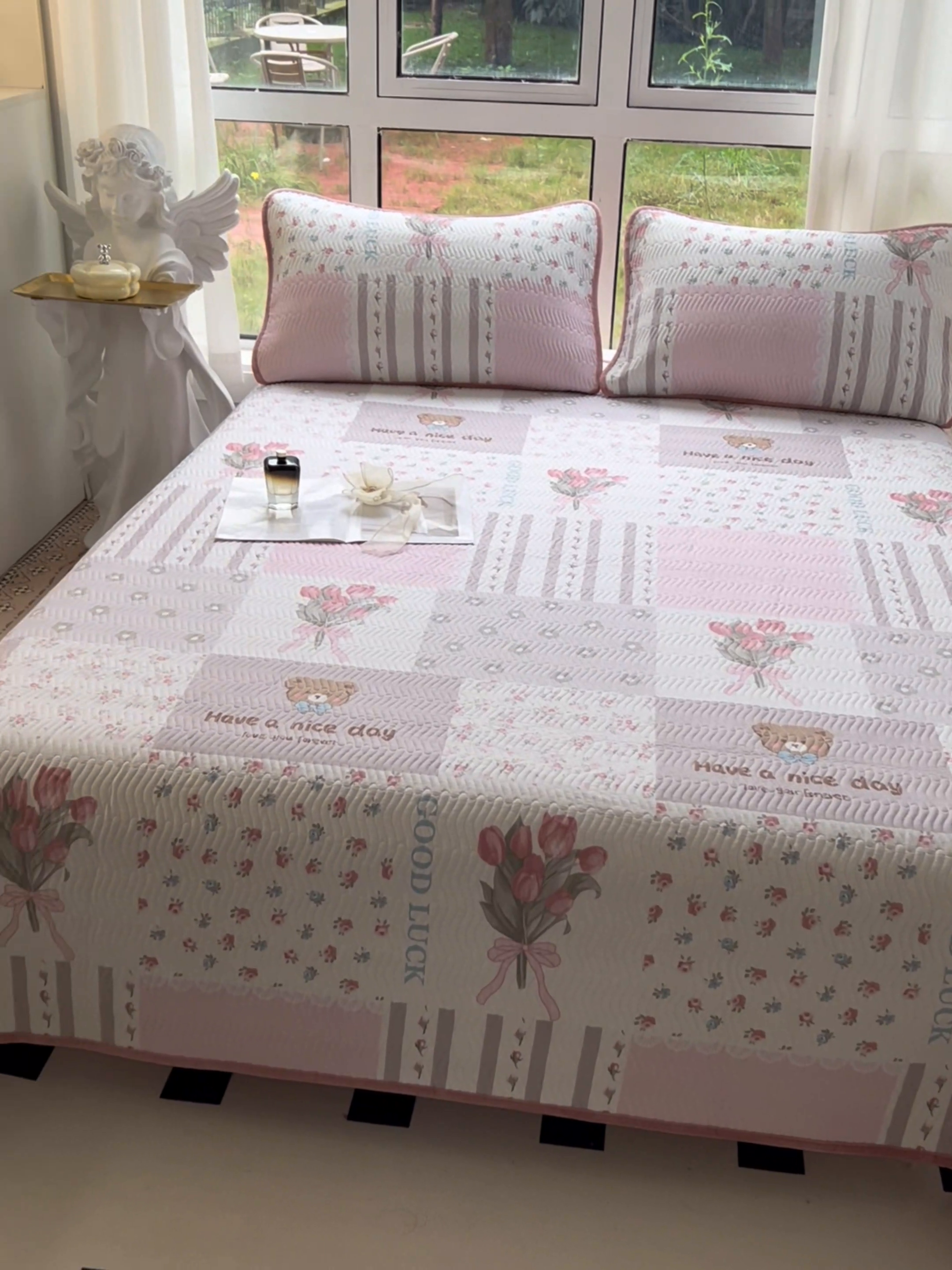 91家纺网 家纺一手货源 找家纺 2024新款40支棉加绒单床盖三件套双面可用全棉加厚婴儿绒 盈盈花语