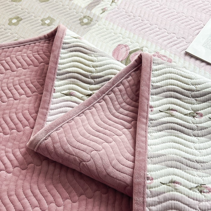 91家纺网 家纺一手货源 找家纺 2024新款40支棉加绒单床盖三件套双面可用全棉加厚婴儿绒 盈盈花语