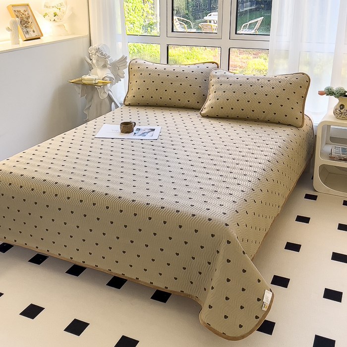 91家纺网 家纺一手货源 找家纺 2024新款40支棉加绒单床盖三件套双面可用全棉加厚婴儿绒 爱心驼