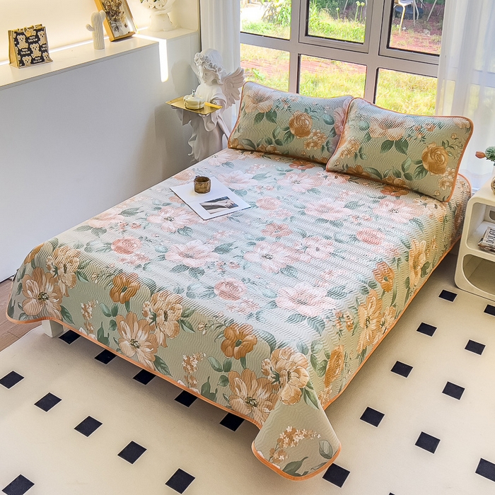 91家纺网 家纺一手货源 找家纺 2024新款40支棉加绒单床盖三件套双面可用全棉加厚婴儿绒 云花妙染