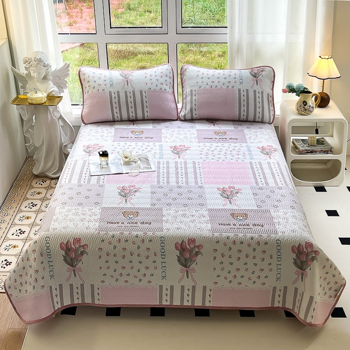 91家纺网 家纺一手货源 找家纺 2024新款40支棉加绒单床盖三件套双面可用全棉加厚婴儿绒 盈盈花语