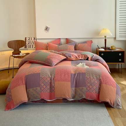 91家纺网 家纺一手货源 找家纺 （总）春皖家纺 2023新款提花两用双层纱单品套件系列 -四件套