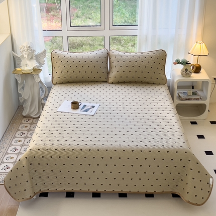 2024新款40支棉加绒单床盖三件套双面可用全棉加厚婴儿绒 爱心驼