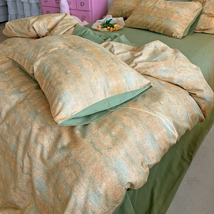 91家纺网 家纺一手货源 找家纺 千朵 2023新款全棉生态磨毛四件套第三批 拾秋黄