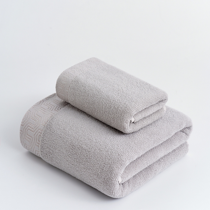 91家纺网 家纺一手货源 找家纺 朴尔家纺-毛巾被 2023新款全棉32股酒店风迷宫格加厚毛巾浴巾组合 70*140cm浴巾迷宫格-烟青灰