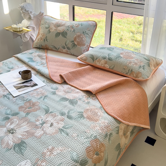 91家纺网 家纺一手货源 找家纺 2024新款40支棉加绒单床盖三件套双面可用全棉加厚婴儿绒 云花妙染