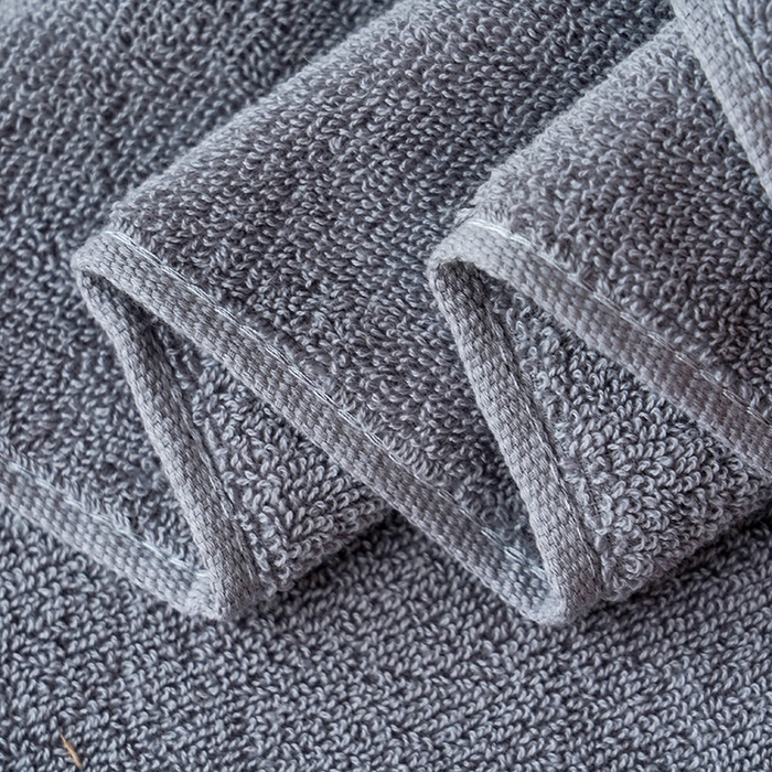 91家纺网 家纺一手货源 找家纺 朴尔家纺-毛巾被 2023新款全棉32股酒店风黑标加厚毛巾浴巾组合 35x75cm毛巾黑标-深灰