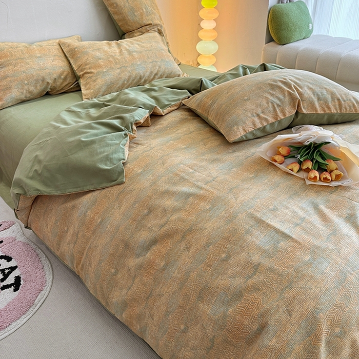 91家纺网 家纺一手货源 找家纺 千朵 2023新款全棉生态磨毛四件套第三批 拾秋黄