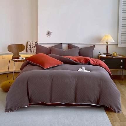 91家纺网 家纺一手货源 找家纺 （总）春皖家纺 2023新款提花两用双层纱单品套件系列 -四件套